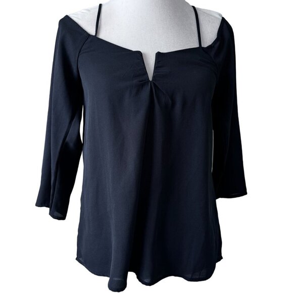 Lulus Womens XS Double Date Off Shoulder Top Black‎ Capsule Long Sleeve - Picture 2 of 12
